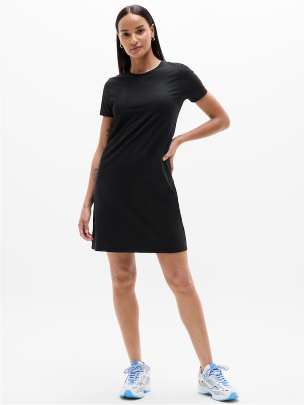 Athleta Crewneck T-Shirt Dress in Black like new